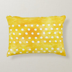 Aquarellpolka Dot - Gelb und Weiß erdig (1) Dekokissen