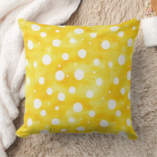 Aquarellpolka Dot - Gelb und Weiß erdig (2) Kissen