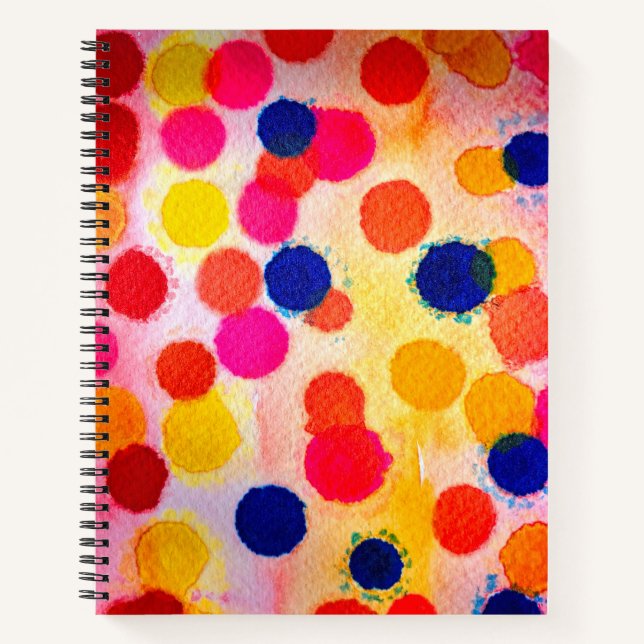Aquarellpolka dotiert niedliche Kreise Notizbuch (Vorderseite)