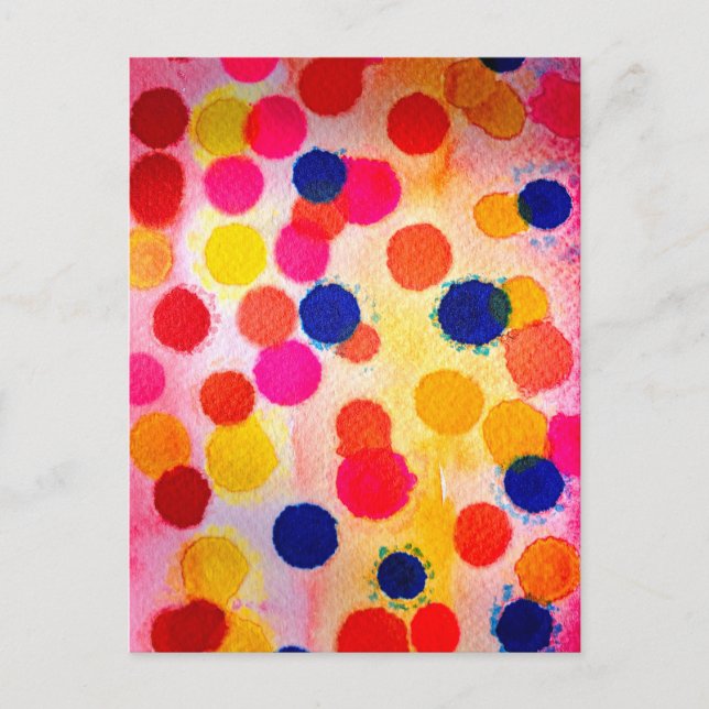 Aquarellpolka dotiert niedliche Kreise Postkarte (Vorderseite)