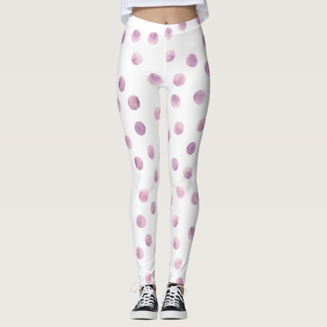 Aquarellpolka Punkte, rosa geometrischer Hintergru Leggings (Vorderseite)