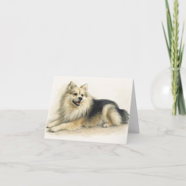 Aquarellpomchi Dog Portrait Dankeskarte (Vorderseite)