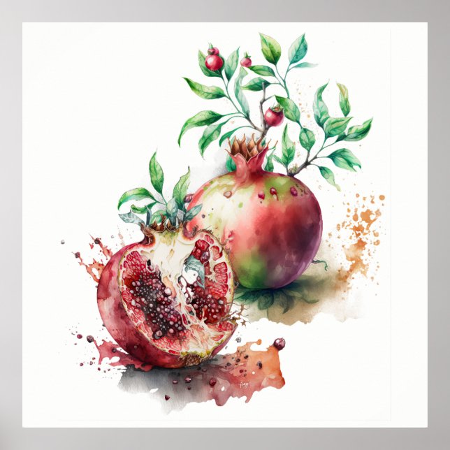 Aquarellpomegranate Poster (Vorne)
