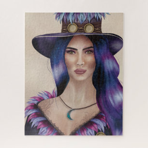 Aquarellporträt einer Steampunk-inspirierten Frau