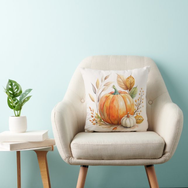 Aquarellpumkin, Happy Fall Y'all, Eucro Boho Kissen (Stuhl )