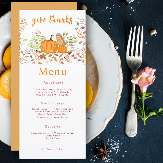 Aquarellpumpen & Auwl im Herbst Menükarte (Von Creator hochgeladen)