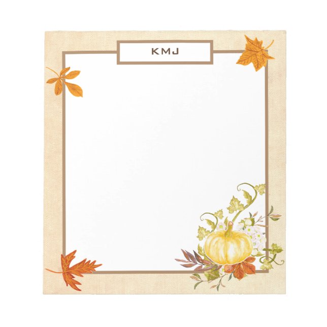 Aquarellpumpen & Blätter | Fall Themed Notepad Notizblock (Vorderseite)