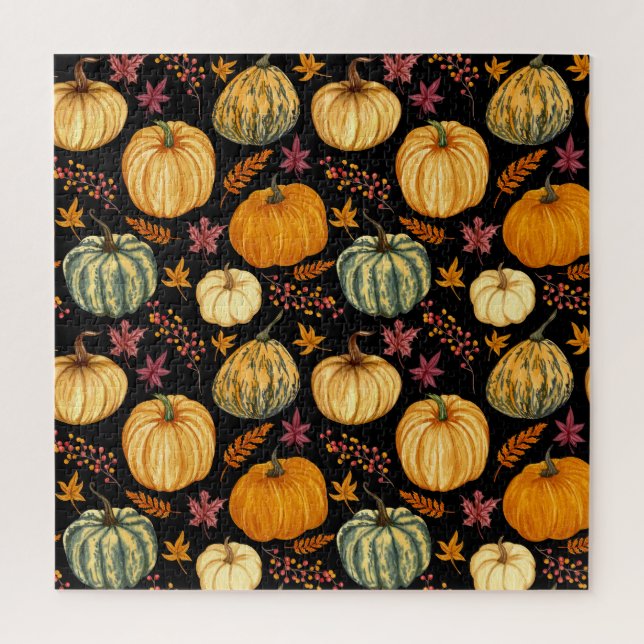 Aquarellpumpen: Herbst Nahtloses Muster. (Vertikal)