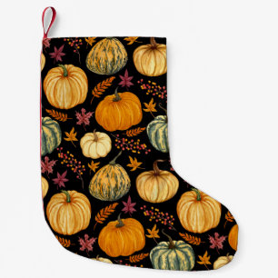 Aquarellpumpen: Herbst Nahtloses Muster. Kleiner Weihnachtsstrumpf