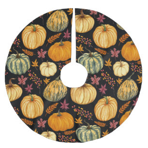 Aquarellpumpen: Herbst Nahtloses Muster. Polyester Weihnachtsbaumdecke