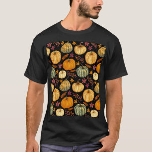 Aquarellpumpen: Herbst Nahtloses Muster. T-Shirt