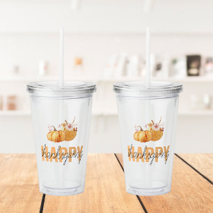 Aquarellpumpen & Orange Happy Thanksgiving Acryltrinkbecher