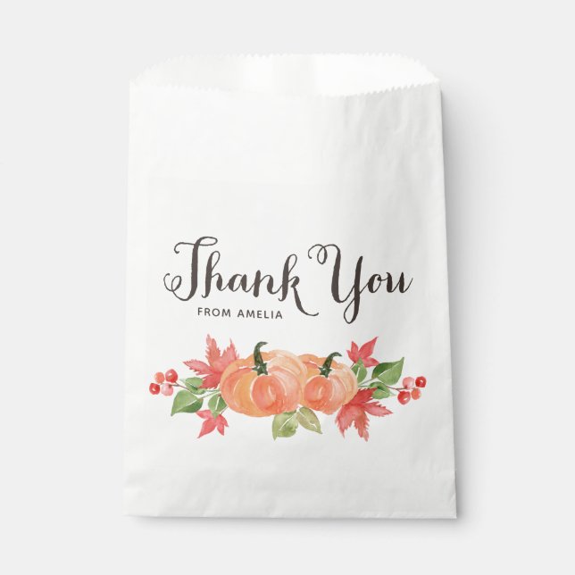Aquarellpumpen und Ahorn-Blätter Vielen Dank Geschenktütchen (Vorderseite)