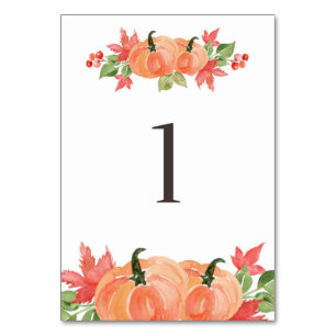 Aquarellpumpen und Ahornleaf-Swags Tabelle 1 Tischnummer