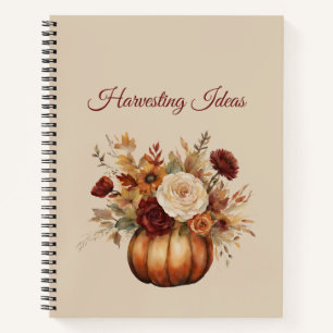 Aquarellpumpen und Blume, die Ideen ernten, Notizbuch