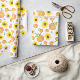 Aquarellpumpen und Sonnenblumen Geschenkpapier