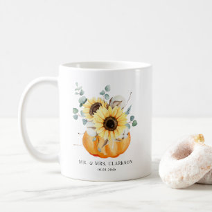 Aquarellpumpen und Sonnenblumen Hochzeit im Herbst Kaffeetasse