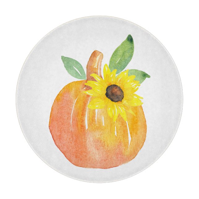 Aquarellpumpen und Sonnenblumen Schneidebrett (Vorderseite)