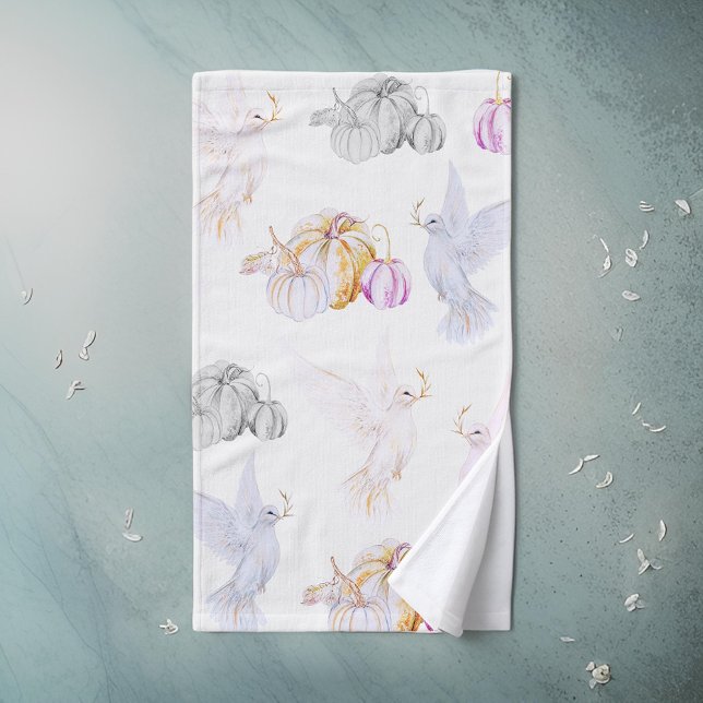 Aquarellpumpen und Weißtauben-Erntedank Handtuch (Von Creator hochgeladen)