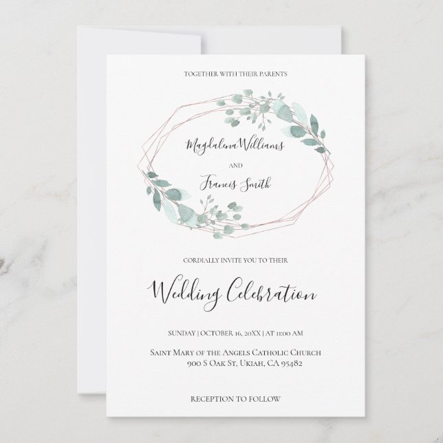 Aquarellrahmen Hochzeitseinladung Einladung (Vorderseite)