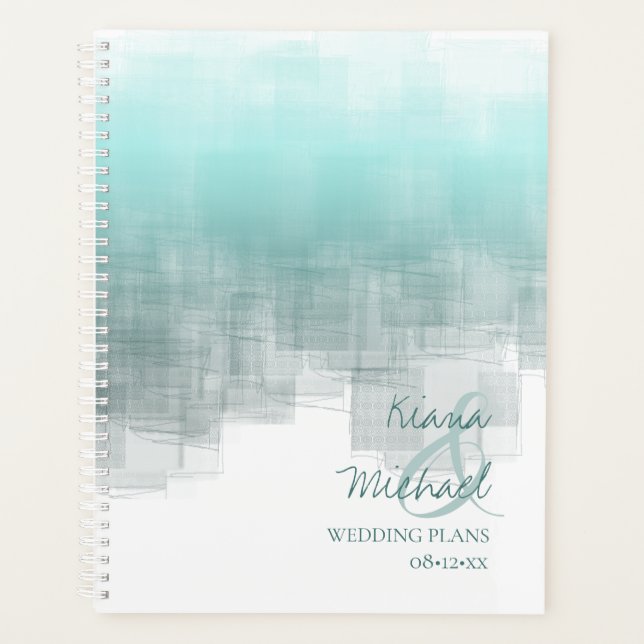 Aquarellreflektionen Hochzeit Aquamarin ID774 Planer (Vorderseite)