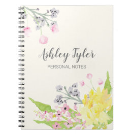 Aquarellrosa florenhaft niedlich personalisiert notizblock
