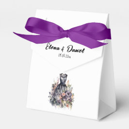 Aquarellrosa Lavendel Rose Schwarzes Kleid Hochzei Geschenkschachtel