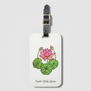 Aquarellrosa Lotus mit Buds & Blätter Gepäckanhänger