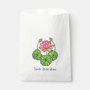 Aquarellrosa Lotus mit Buds & Blätter Geschenktütchen