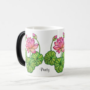 Aquarellrosa Lotus mit Buds & Blätter Verwandlungstasse