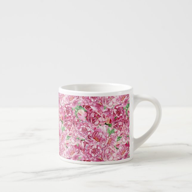 Aquarellrosa-Peonies Espressotasse (Rechts)