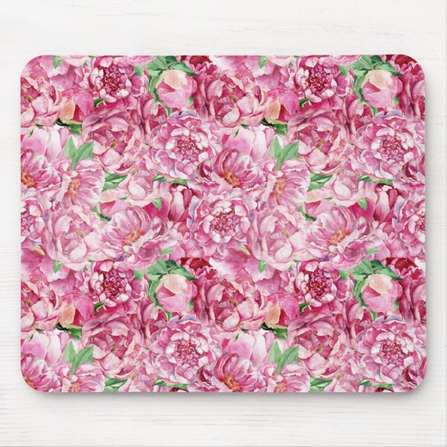 Aquarellrosa-Peonies Mousepad (Vorne)