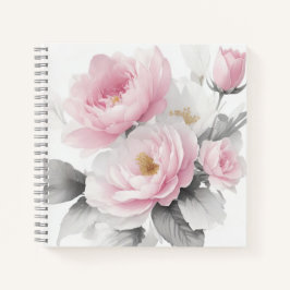 Aquarellrosa-Peonies Notizbuch