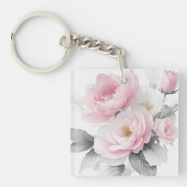 Aquarellrosa-Peonies Schlüsselanhänger