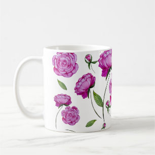 Aquarellrosa-Pfannenpfeifen Tasche runder Polster Kaffeetasse