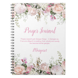 Aquarellrosa Rosen und Grüngepflegtes Journal Notizblock