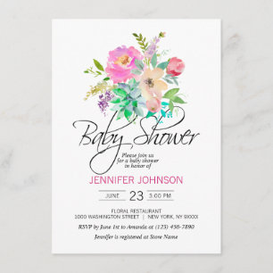 Aquarellrosa Succulents-mit BlumenBabyparty Einladung