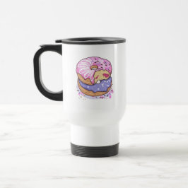 Aquarellrosa und Lila Donuts mit Sprinklen Reisebecher