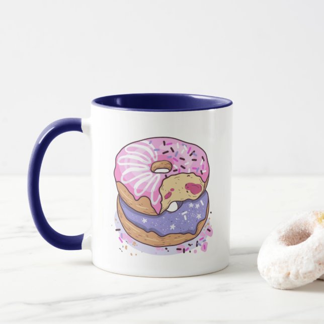 Aquarellrosa und Lila Donuts mit Sprinklen Tasse (Mit Donut)