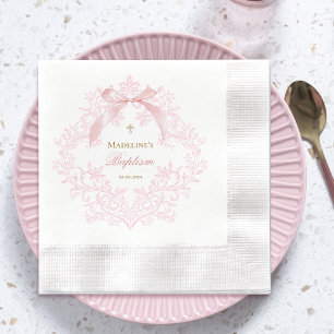 Aquarellrosa Wappen Taufe Serviette