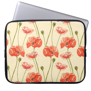 Aquarellrote Mohnchen. Nahtlose Muster. Wild fl Laptopschutzhülle