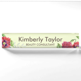 Aquarellrote Poppies Blumengestelle Namensplakette