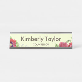 Aquarellrote Poppies Blumengestelle Schreibtischnamensplakette