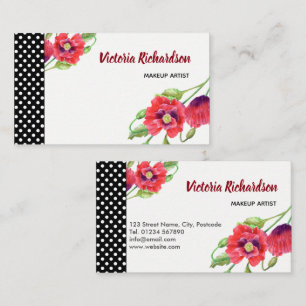 Aquarellrote Pupien Blumendesign Visitenkarte