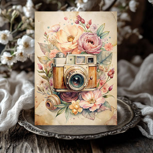 Aquarellrücklaufkamera alte Fotos Rose Seidenpapier