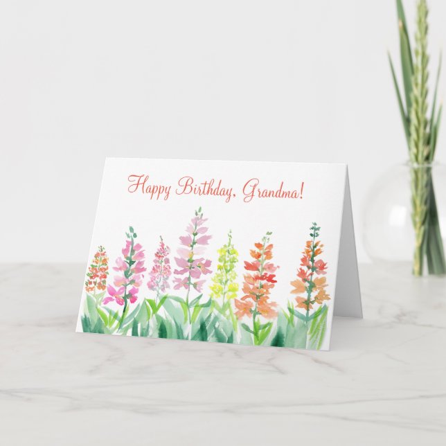 Aquarells Snapdragons Geburtstagsgrandma Karte (Vorderseite)