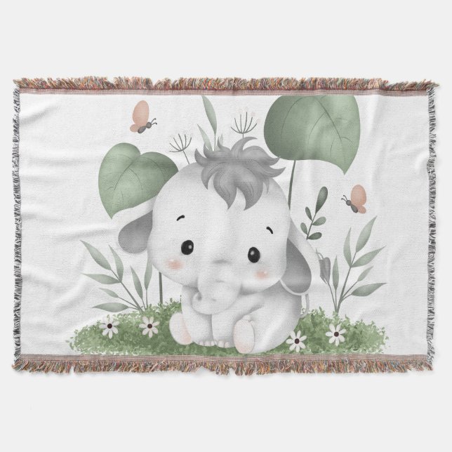 Aquarellsafari Elefant im Babydesign Decke (Vorderseite)