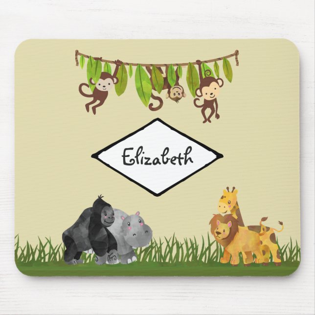 Aquarellsafari Jungle Tierherstellung Mousepad (Vorne)