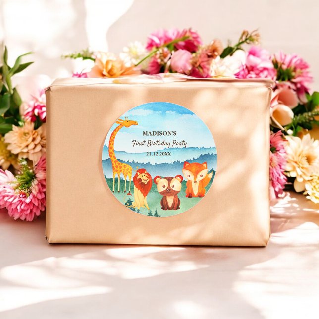 Aquarellsafari Tiere Blaue grüne Aufkleber (Von Creator hochgeladen)