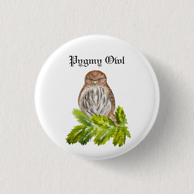 Aquarellsäge Niedliche kleine Eichen Button (Vorderseite)